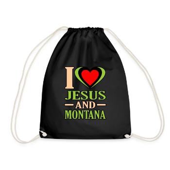Ich Liebe Jesus Und Montana geschenk - Turnbeutel - Schwarz - Vorne