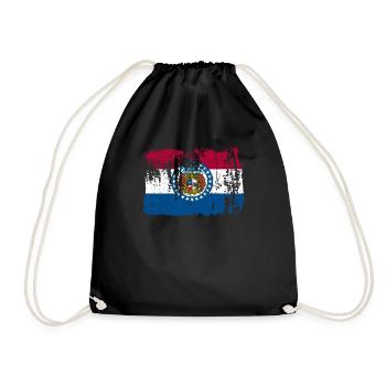 Missouri flags gift - Drawstring Bag - black - Front
