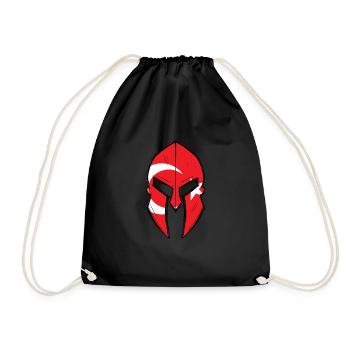 Drapeau turc dans le casque du guerrier spartiate - Sac de sport léger - noir - Devant
