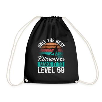 69 Kitesurf Level 69 Year Retro Kiteboarding - Turnbeutel - Schwarz - Vorne