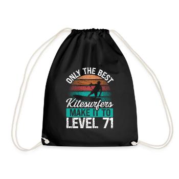 71 Kitesurf Level 71 Year Retro Kiteboarding - Turnbeutel - Schwarz - Vorne