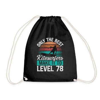 78 Kitesurf Level 78 Year Retro Kiteboarding - Drawstring Bag - black - Front