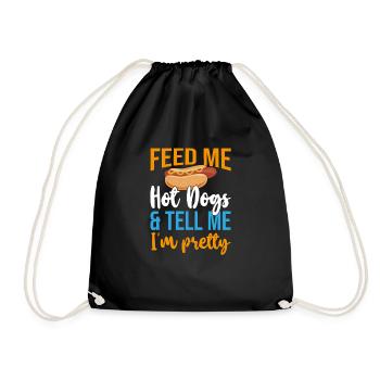 Feed Me Hot Dogs And Tell Me I'm Pretty, Hot Dog - Drawstring Bag - black - Front