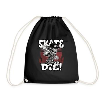 Skate or the skateboard ride gift - Drawstring Bag - black - Front