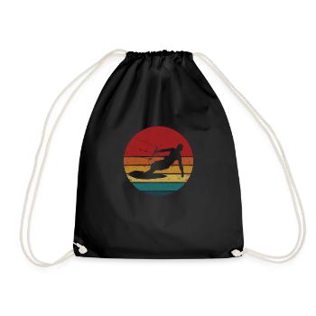 Kiteboard Silhouette Kitesurfing Kiteboarding Kite - Drawstring Bag - black - Front