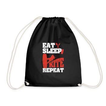 Kiteboarding Funny Kitesurfer Passion Eat Sleep - Drawstring Bag - black - Front
