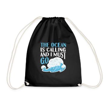 Der Ozean ruft und ich muss gehen Kite Board Surf - Turnbeutel - Schwarz - Vorne