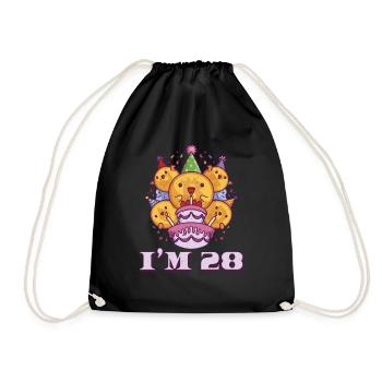 Age 28 Year Old Birth Born Cryptocurrency Money - Drawstring Bag - black - Front
