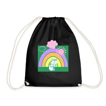 Baby & Mama Wolf with Rainbow - Drawstring Bag - black - Front
