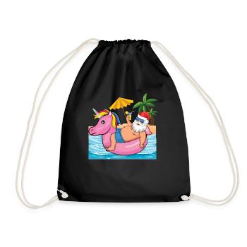 Plage Noël Père Noël Dans la piscine Été 2022 - Sac de sport léger - noir - Devant