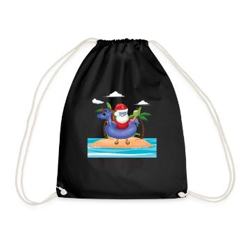 Island Beach Christmas Santa In Pool Summer 2022 - Turnbeutel - Schwarz - Vorne