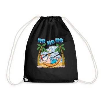 Island Beach Christmas Laughing Santa Summer 2022 - Drawstring Bag - black - Front
