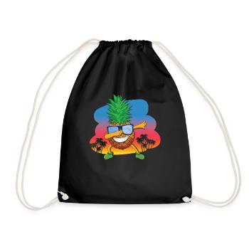 Beach 2022 Tropical Dabbing Pineapple Summer - Drawstring Bag - black - Front