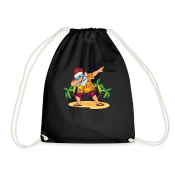 Island Beach Christmas Dabbing Santa Summer 2022 - Drawstring Bag - black - Front