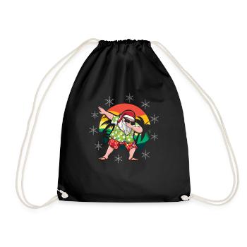 Retro Beach Christmas Dabbing Santa Summer 2022 - Drawstring Bag - black - Front