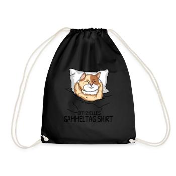 Offizielles Gammeltag Katzen Fan Schlafshirt - Turnbeutel - Schwarz - Vorne
