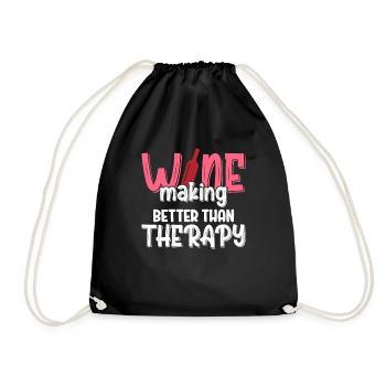 Wine Making Better Than Therapy - Drawstring Bag - black - Front