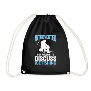 Introverti Discuter de la pêche sur glace - Sac de sport léger - noir - Devant