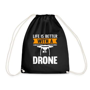 Life Is Better With A Drone - Drawstring Bag - black - Front