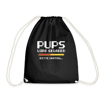 Retro Pups Wird Geladen Gamer Zocker Gaming Spruch - Turnbeutel - Schwarz - Vorne