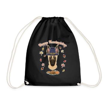 Happy Thanksgiving I Dog Lover I Malinois - Drawstring Bag - black - Front