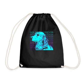 Golden Retriever Retro - Drawstring Bag - black - Front
