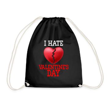 I Hate Valentine's Day Anti Valentine's Day Single - Drawstring Bag - black - Front