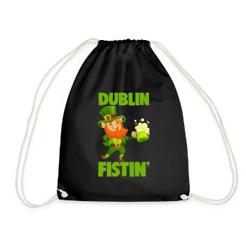 St. Patrick's Day Beer Drinking Dublin Fistin - Drawstring Bag - black - Front