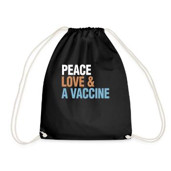 Peace Love Vaccine Pro-Vaccine - Drawstring Bag - black - Front