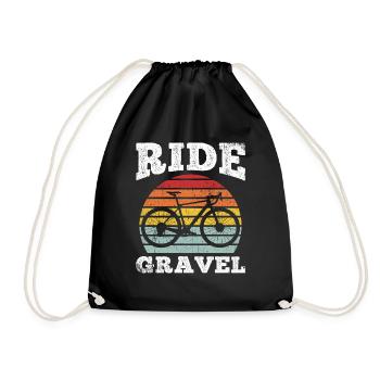 Ride - Gravel Bike Fahrrad Cyclocross Gravelbiker - Turnbeutel - Schwarz - Vorne