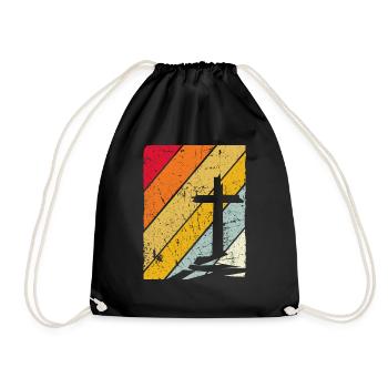 Kreuz Vintage Jesus Kreuz Geschenkidee - Turnbeutel - Schwarz - Vorne