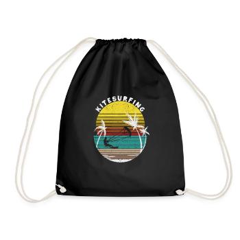 Funny Kitesurfing Kiteboarding Kiteboarder - Drawstring Bag - black - Front