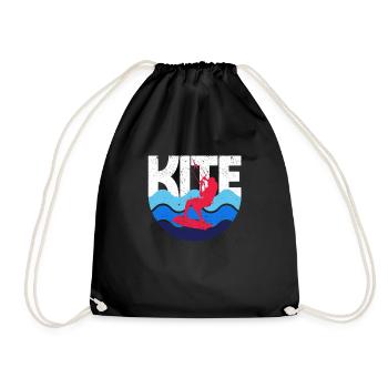 Kitesurfen Kiteboarding Kitesurfen Kite Surfing - Turnbeutel - Schwarz - Vorne