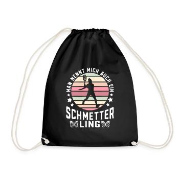 Mann nennt mich auch Schmetter Ling Squashspieler - Turnbeutel - Schwarz - Vorne