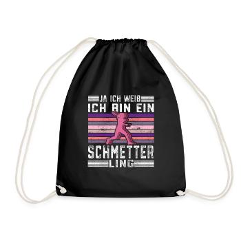 Ich bin ein Schmetter Ling Squashspieler Geschenk - Turnbeutel - Schwarz - Vorne