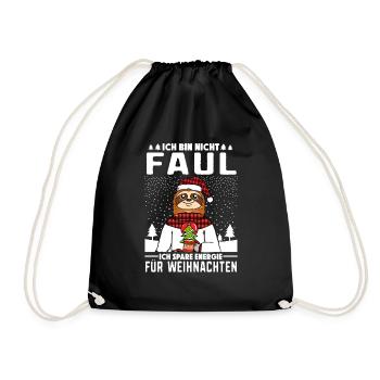 Ich bin nicht Faul Faultier Weihnachtsmarkt - Turnbeutel - Schwarz - Vorne