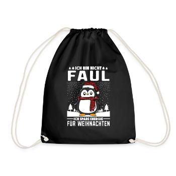 Ich bin nicht Faul Energie Pinguin Weihnachtsmarkt - Turnbeutel - Schwarz - Vorne