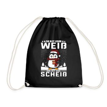 Ob Rot oder Weiß her mit dem Glühwein - Turnbeutel - Schwarz - Vorne