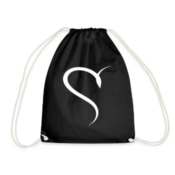 Simple Half Wise Heart - Drawstring Bag - black - Front