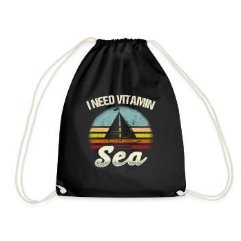 I Need Vitamin Sea Segeln Geschenk Segler Sprüche - Turnbeutel - Schwarz - Vorne