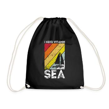 I Need Vitamin Sea Segeln Geschenk Segler Sprüche - Turnbeutel - Schwarz - Vorne