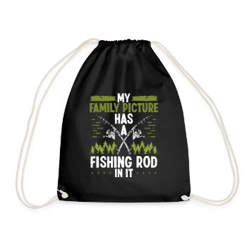 Fisherman Family Tree has Fishing Rod in it Fisher - Drawstring Bag - black - Front