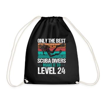 24 Scuba Diving Level 24 Year Diver Snorkeling - Turnbeutel - Schwarz - Vorne