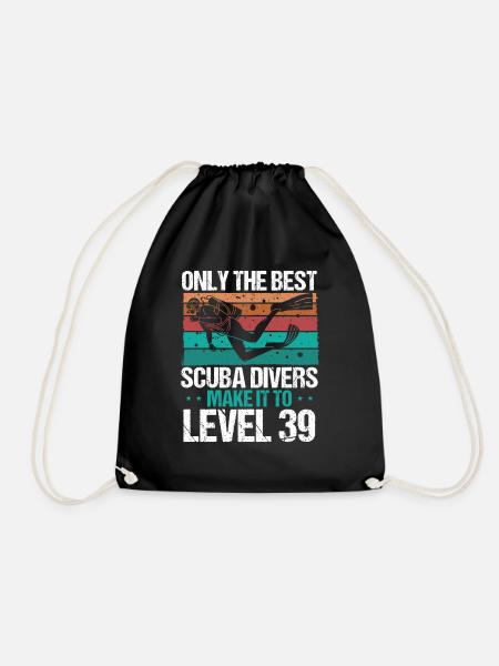 39 Scuba Diving Level 39 Year Diver Snorkeling - Drawstring Bag - black