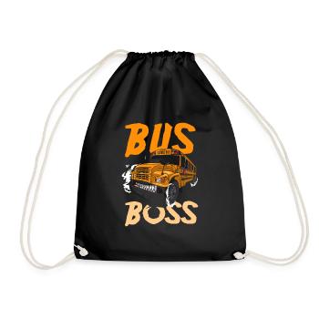 Funny school bus driver school bus bus driver - Drawstring Bag - black - Front