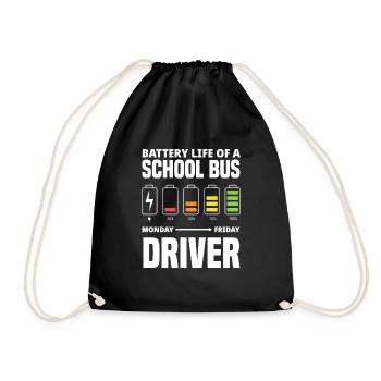 Funny school bus driver school bus bus driver - Drawstring Bag - black - Front