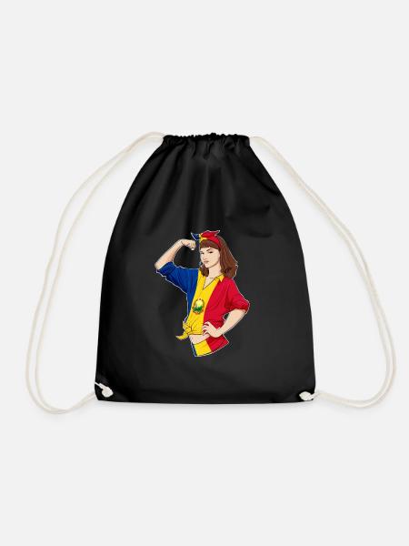 Romanian Girl Unbreakable I Romanian Heritage I - Drawstring Bag - black