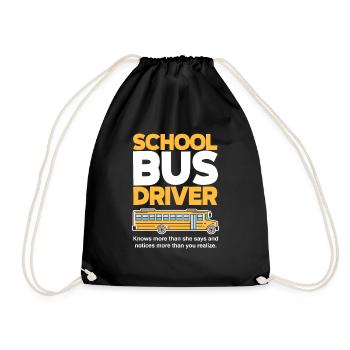 Funny school bus driver school bus bus driver - Drawstring Bag - black - Front