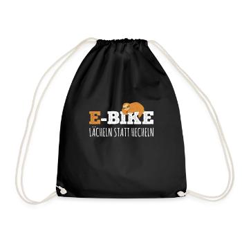 Lächeln statt Hecheln EMTB E-Bike Rentner Faultier - Turnbeutel - Schwarz - Vorne