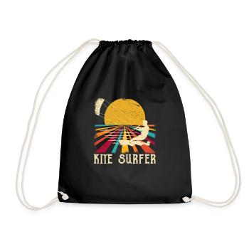 Kite Surfer Vintage Kite Surfing Sport Retro Wind - Drawstring Bag - black - Front